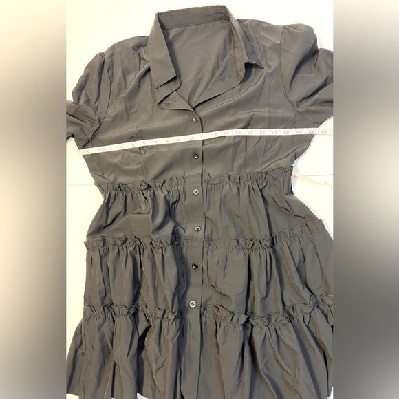 Women’s black layered mini shirt dress long sleeve button-down size XL - Picture 6 of 8